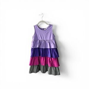 Hanna Andersson Color Block Tiered Ruffled Twirl Dress Sz 130 US 7/8